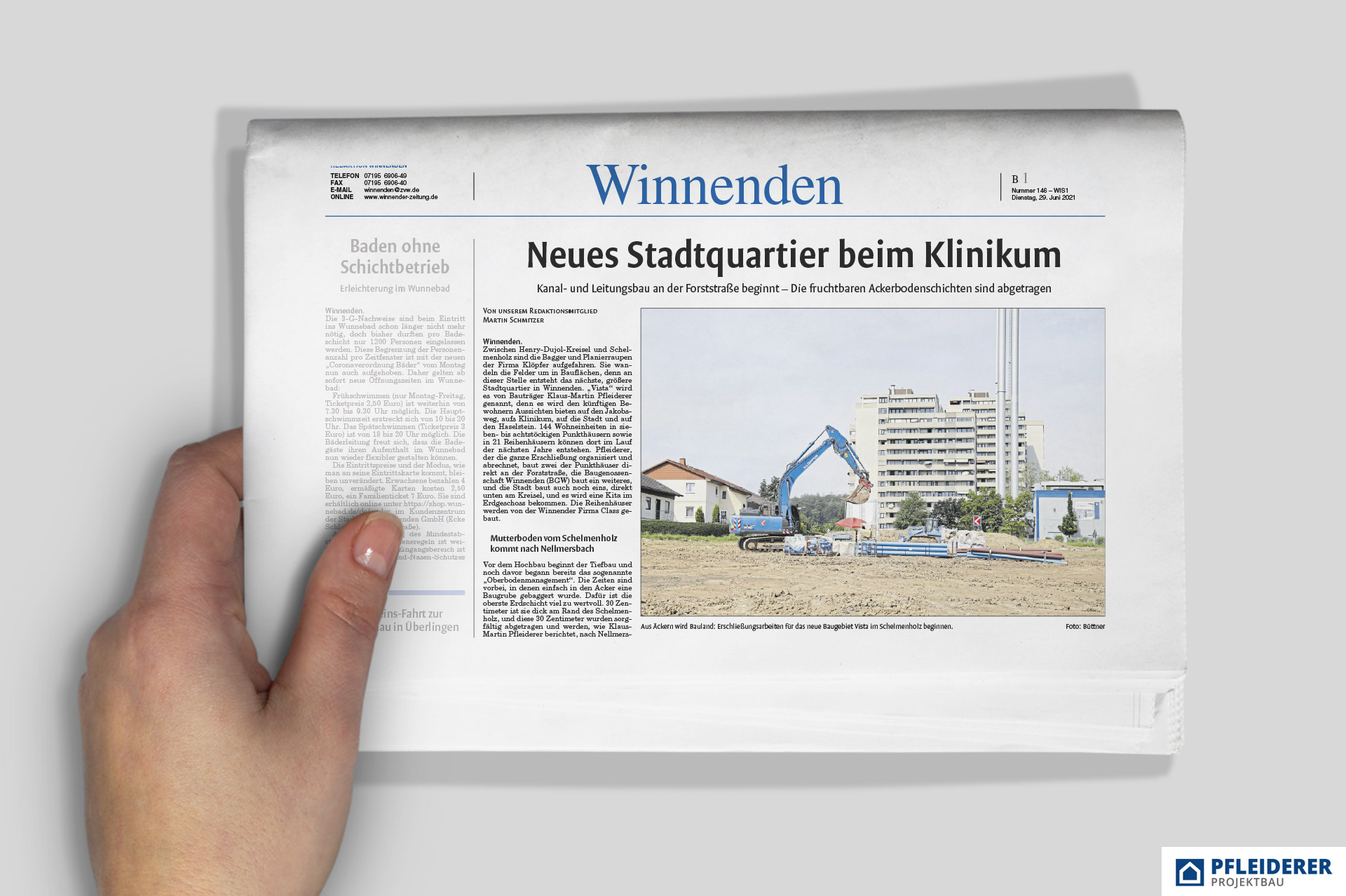 Pfleiderer Projektbau: Zeitungsartikel / Presse